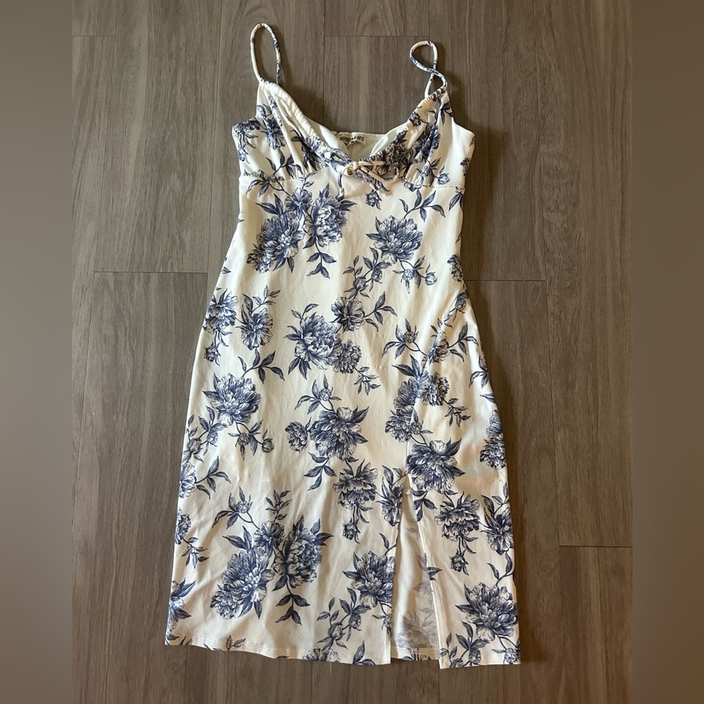 Inspired Hearts Cream and Blue Strappy Dress